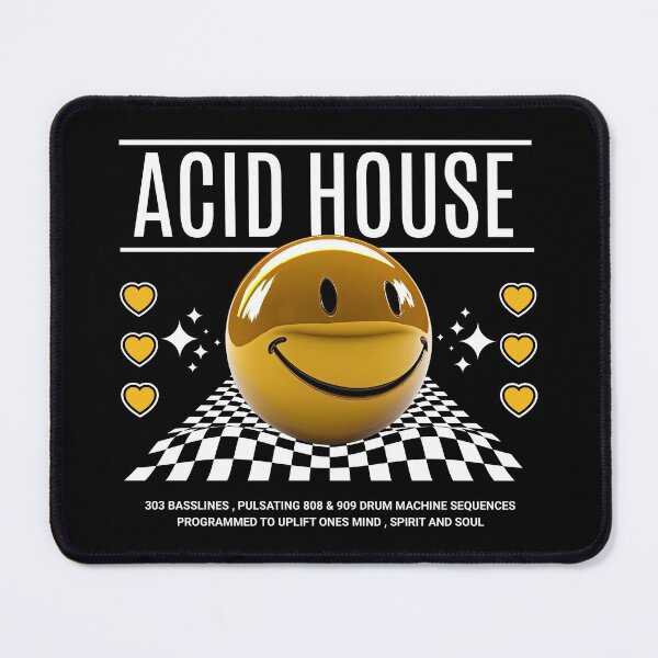 Item preview, ACID HOUSE - 3D Smiley Checkered Floor (Black) designed and sold by Discothreadz.