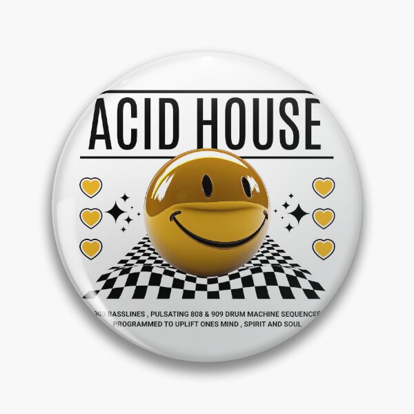 Item preview, ACID HOUSE  - 3D Smiley Checkered Floor (Black)  designed and sold by Discothreadz.
