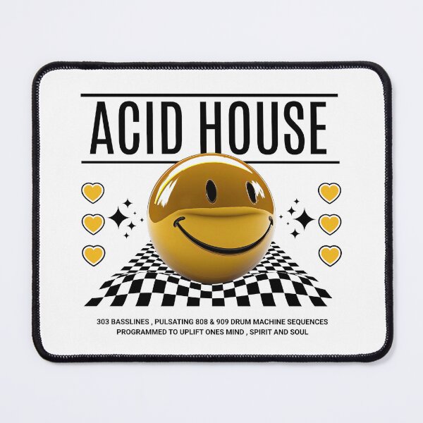 Item preview, ACID HOUSE  - 3D Smiley Checkered Floor (Black)  designed and sold by Discothreadz.