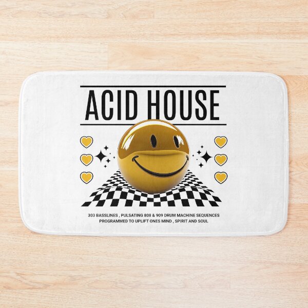 Item preview, ACID HOUSE  - 3D Smiley Checkered Floor (Black)  designed and sold by Discothreadz.