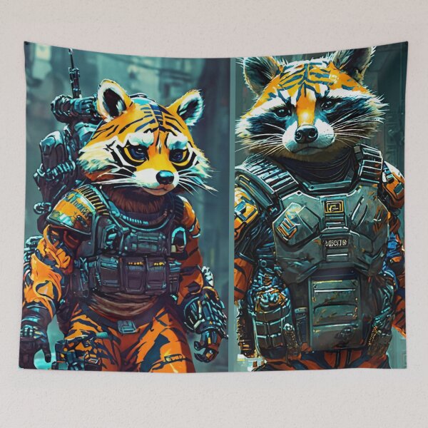 Item preview, Futuristic apocalypse raccoons designed and sold by Astralia.