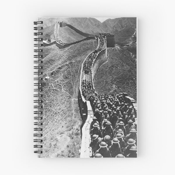 Item preview, WW2 - Chinese Conscript Infantry Being Marched Along the Great Wall - China 1937 designed and sold by TheHappyK.