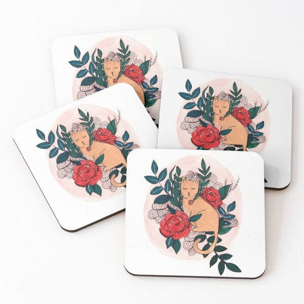 Item preview, Cat and peonies designed and sold by GastonLaGouache.