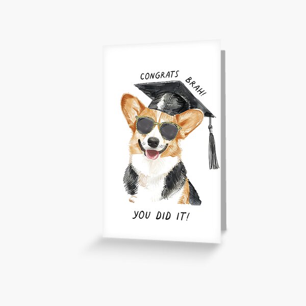 Item preview, Corgi Graduation Card Congrats Brah designed and sold by abrcreates.