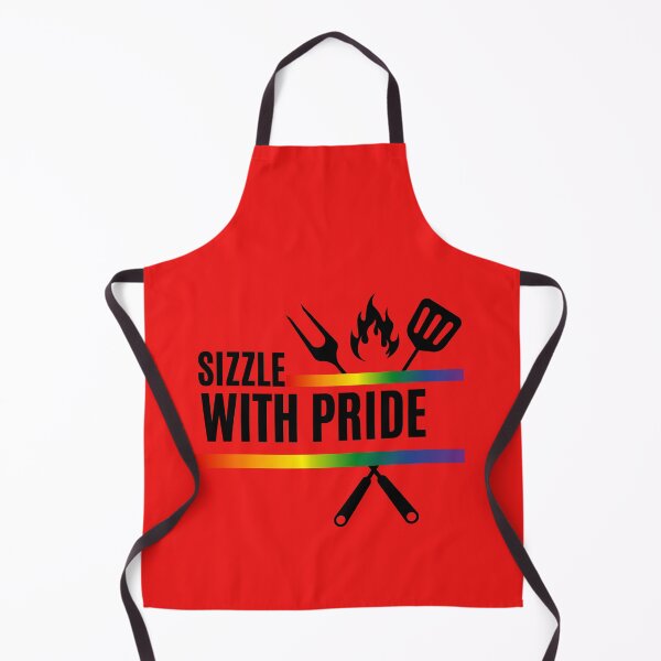 Item preview, Sizzle with Pride Slogan, Rainbow Color Graphic with cooking utensils and flame BBQ Tees, LGBTQ+ T-shirt, Pride Festival, unisex t-shirt, Funny t-shirt, BBQ lovers gift, designed and sold by PrideBeProud.