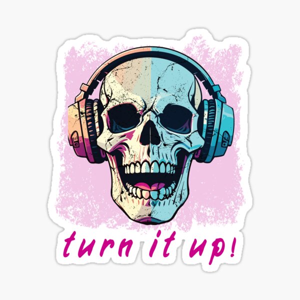 Item preview, Turn It Up! Colorful Skull designed and sold by Tee Nook Store.