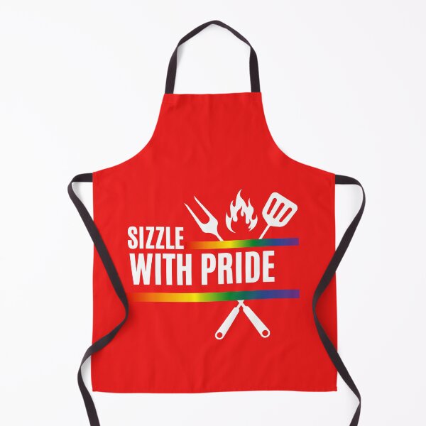 Item preview, Sizzle with Pride Slogan, Rainbow Color Graphic with cooking utensils and flame BBQ Tees, LGBTQ+ T-shirt, Pride Festival, unisex t-shirt, Funny t-shirt, BBQ lovers gift, designed and sold by PrideBeProud.