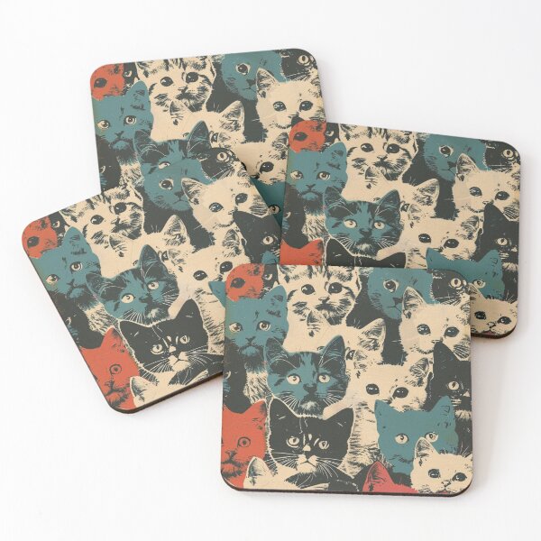 Item preview, Retro Vintage Graphic Art Cute Cat Kittens Pattern designed and sold by LVTFCOarts.