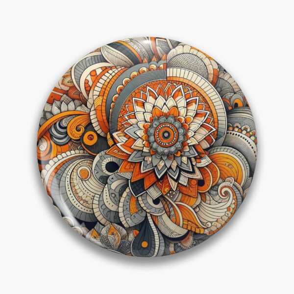 Artikelvorschau, Design im Zentangle-Stil mit feinen Linien in Orange und Grau entworfen und verkauft von Blessinger77.