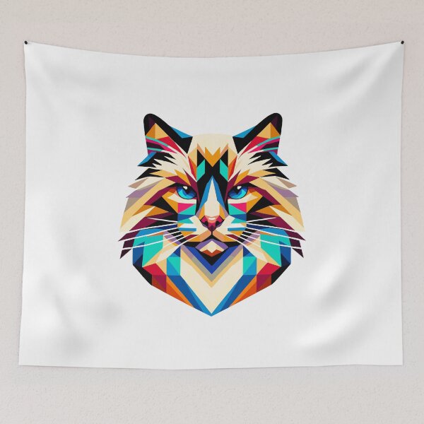 Item preview, Colorful Geometric Ragdoll: Artistic Cat Portrait designed and sold by Amanda-S-Olsen.