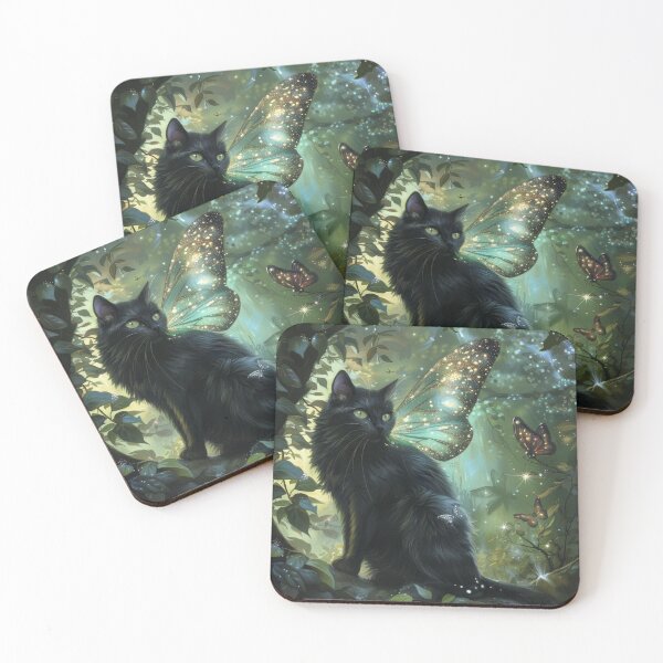 Item preview, Fantasy Black Cat Wings Glitter Butterflies designed and sold by InspiredbyOllie.