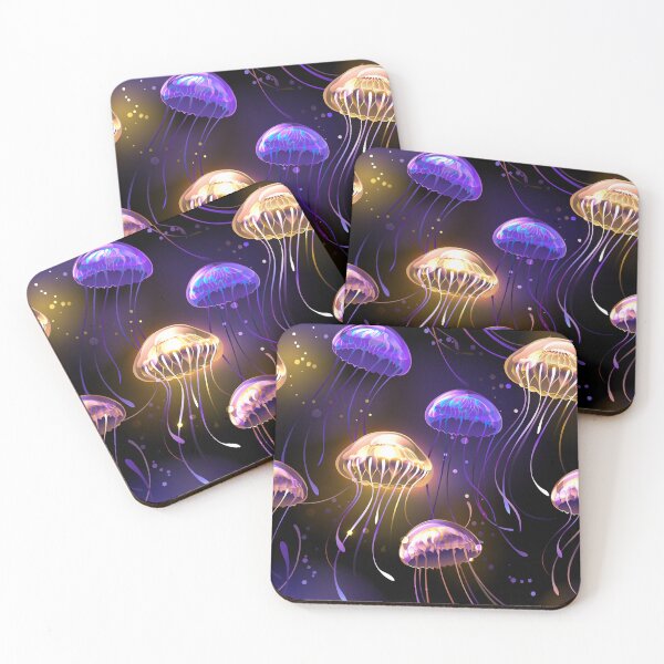 Item preview, Seamless with glowing jellyfish designed and sold by Blackmoon9.