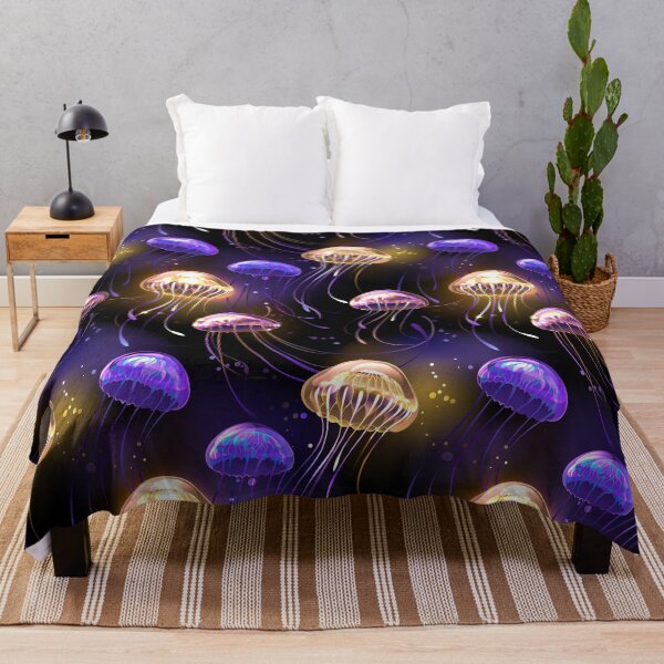 Item preview, Seamless with glowing jellyfish designed and sold by Blackmoon9.