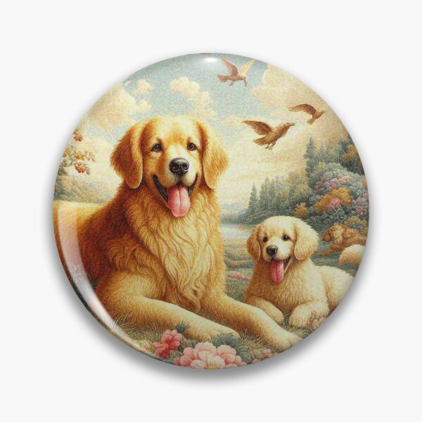 Artikelvorschau, Golden Retriver und Welpe Goldie entworfen und verkauft von Illuministique.