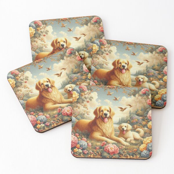 Artikelvorschau, Golden Retriver und Welpe Goldie entworfen und verkauft von Illuministique.
