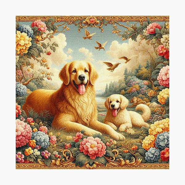 Item preview, Golden Retriver y cachorro Goldie designed and sold by Illuministique.