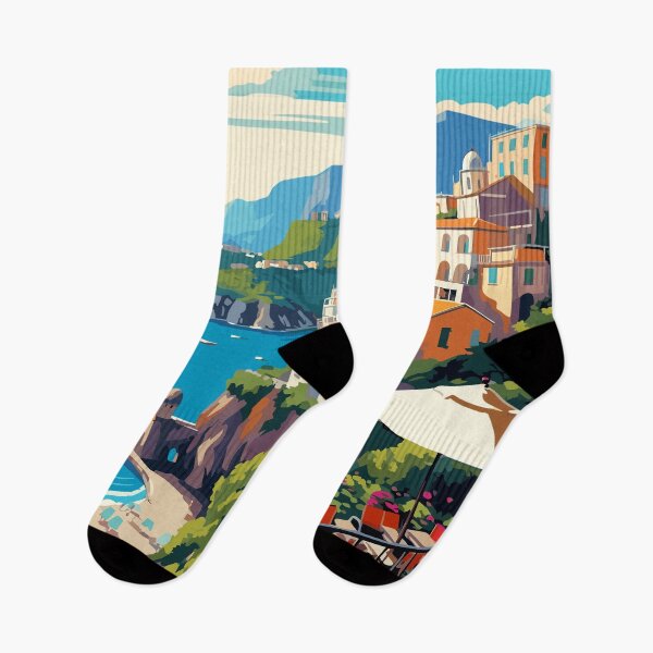 Item preview, Amalfi Italy. Vintage Style Travel Poster. designed and sold by Lucy Goosy Art.
