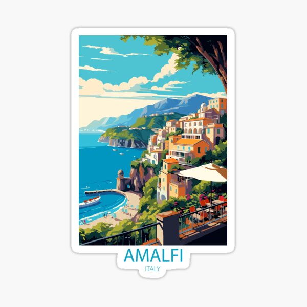 Item preview, Amalfi Italy. Vintage Style Travel Poster. designed and sold by Lucy Goosy Art.
