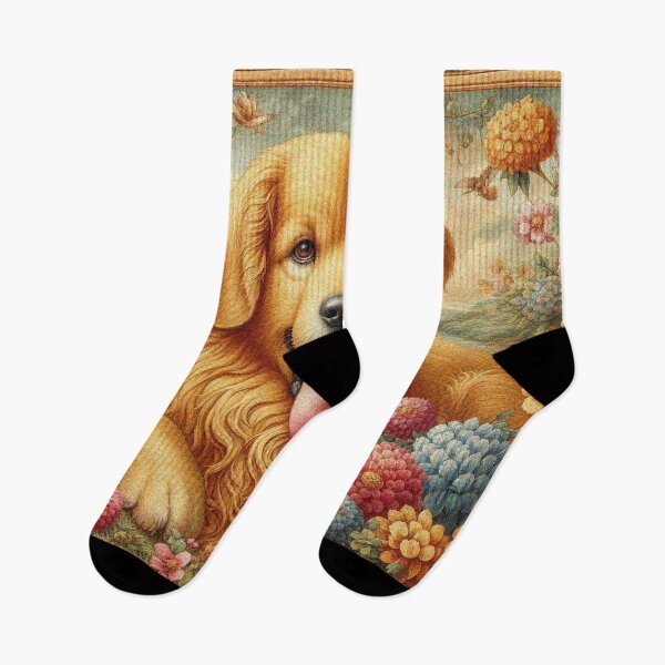 Item preview, Cute Golden Retriever Enjoying the Flower Garden designed and sold by Illuministique.