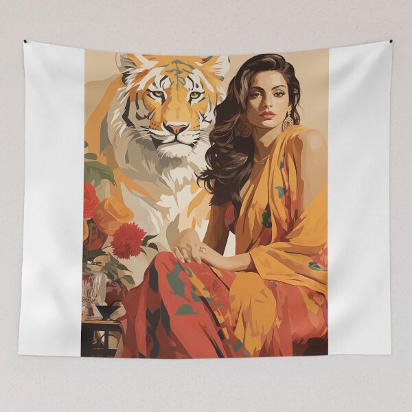 Item preview, indian woman with tiger designed and sold by Rockwpapart.