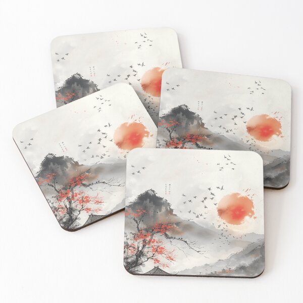 Item preview, japaness sunset mountain art   designed and sold by Rockwpapart.