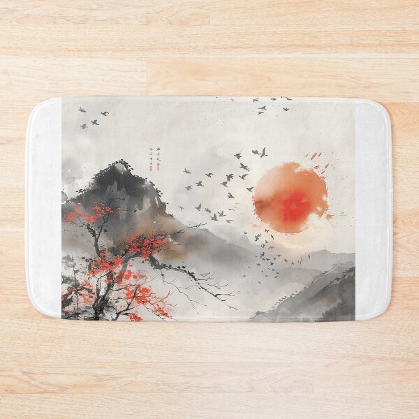 Item preview, japaness sunset mountain art   designed and sold by Rockwpapart.