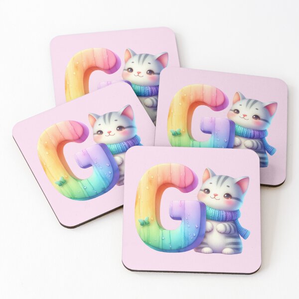 Item preview, Cute Cat Rainbow Letter G designed and sold by NettiesWallArt.