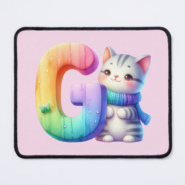 Item preview, Cute Cat Rainbow Letter G designed and sold by NettiesWallArt.
