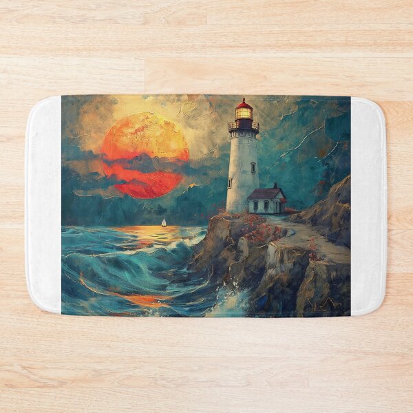 Item preview, ligh house with sunset designed and sold by Rockwpapart.