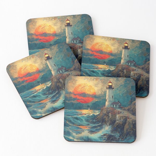 Item preview, ligh house with sunset designed and sold by Rockwpapart.