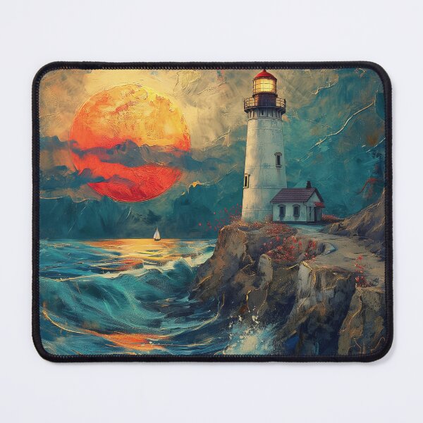 Item preview, ligh house with sunset designed and sold by Rockwpapart.