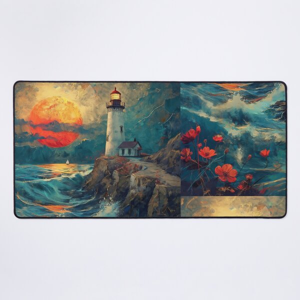 Item preview, ligh house with sunset designed and sold by Rockwpapart.