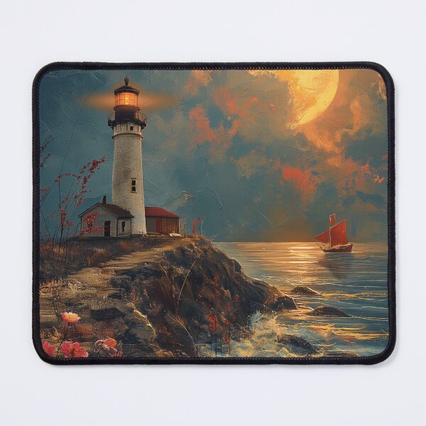 Item preview, lighouse art sunset flower designed and sold by Rockwpapart.