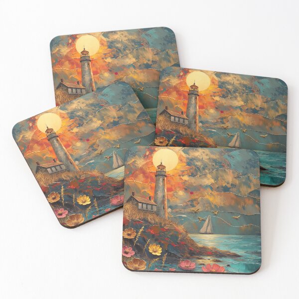 Item preview, Painting lighthouse and sunset boat   designed and sold by Rockwpapart.