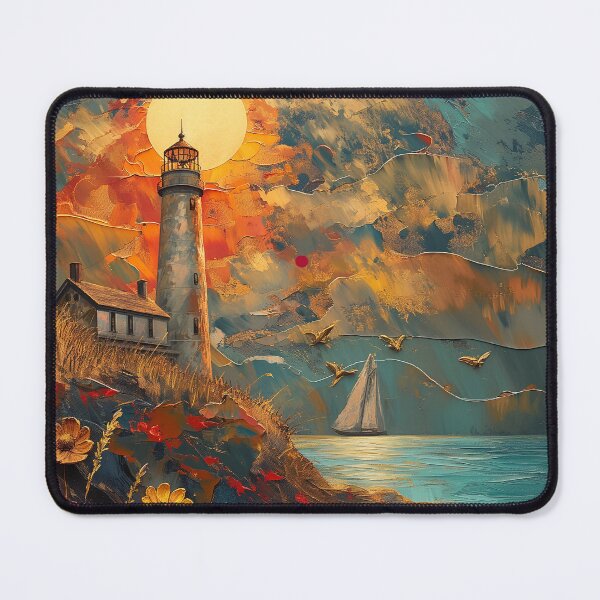 Item preview, Painting lighthouse and sunset boat   designed and sold by Rockwpapart.