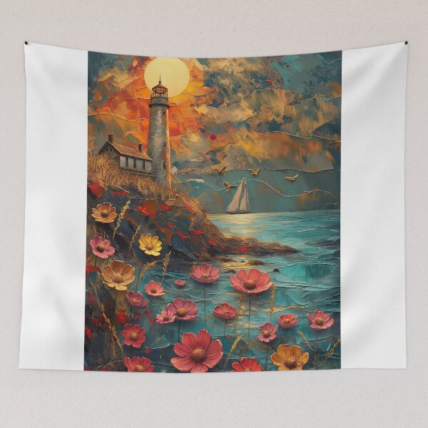 Item preview, Painting lighthouse and sunset boat   designed and sold by Rockwpapart.