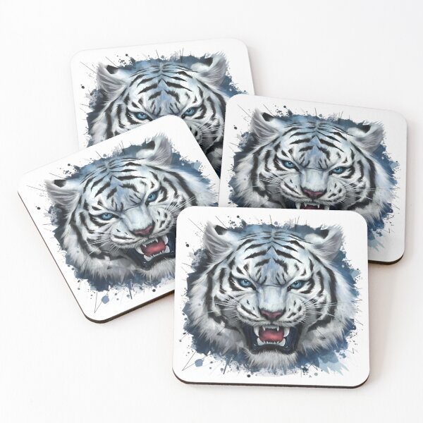 Item preview, Eager White Tiger - Polygon Background- designed and sold by PolygonPinnacle.