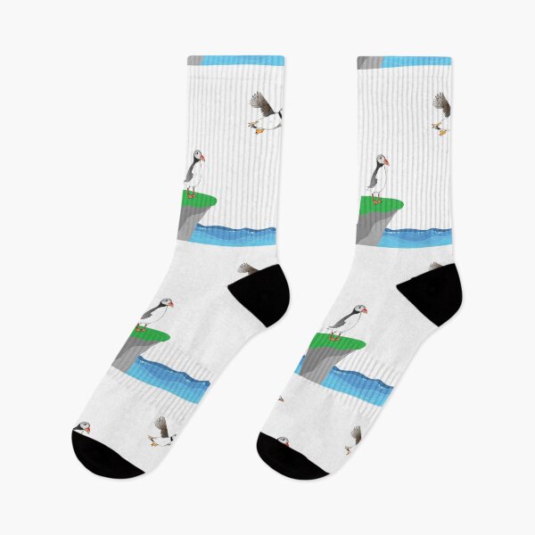 Item preview, Cute Atlantic puffin on sea cliff puffin lover flying puffin  designed and sold by Artstastic.