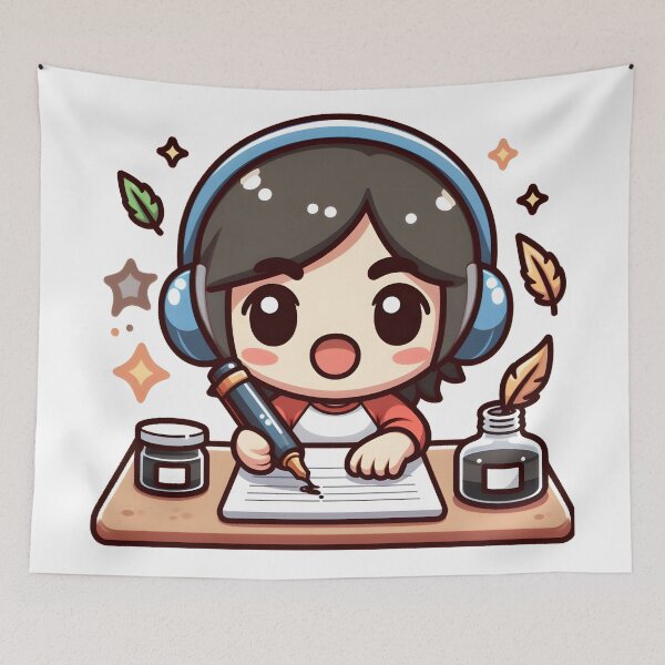 Item preview, Kawaii Writer With Ink Bottle designed and sold by CanvasCutie.