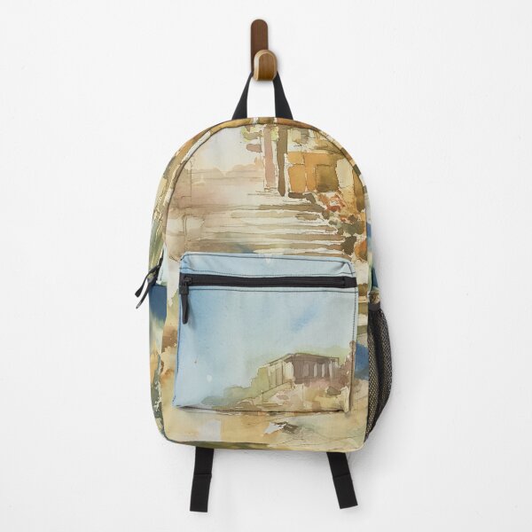 Item preview, Abstract Grecian Landscape Watercolor Art - Sun-soaked Terrains & Ancient Ruins designed and sold by aricutcia.