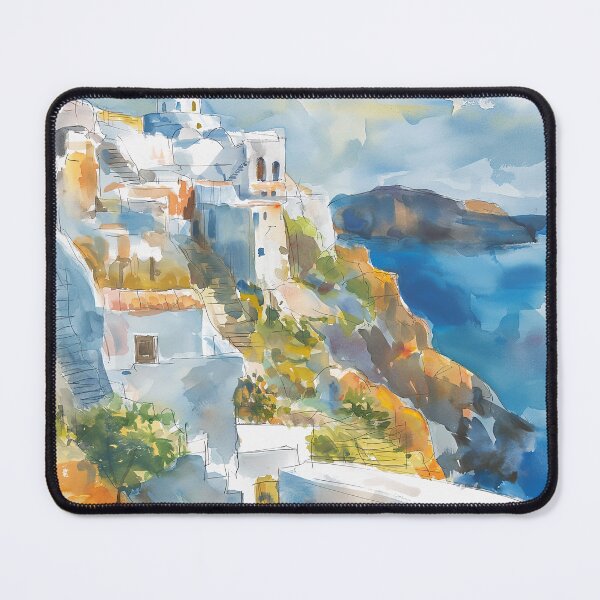 Item preview, Grecian Dreamscape Watercolor Painting - Abstract Sun-soaked Vista designed and sold by aricutcia.