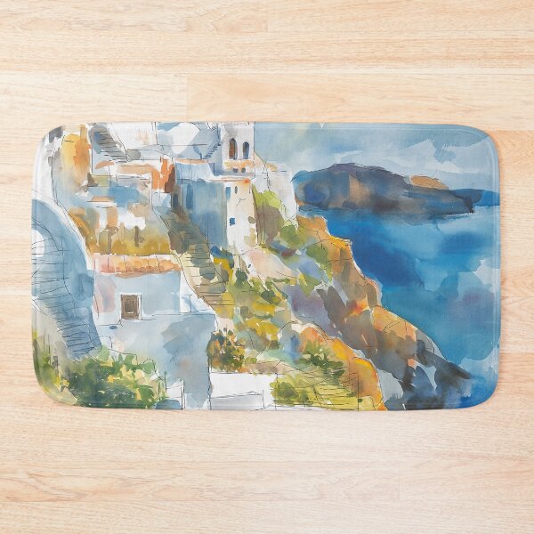 Item preview, Grecian Dreamscape Watercolor Painting - Abstract Sun-soaked Vista designed and sold by aricutcia.