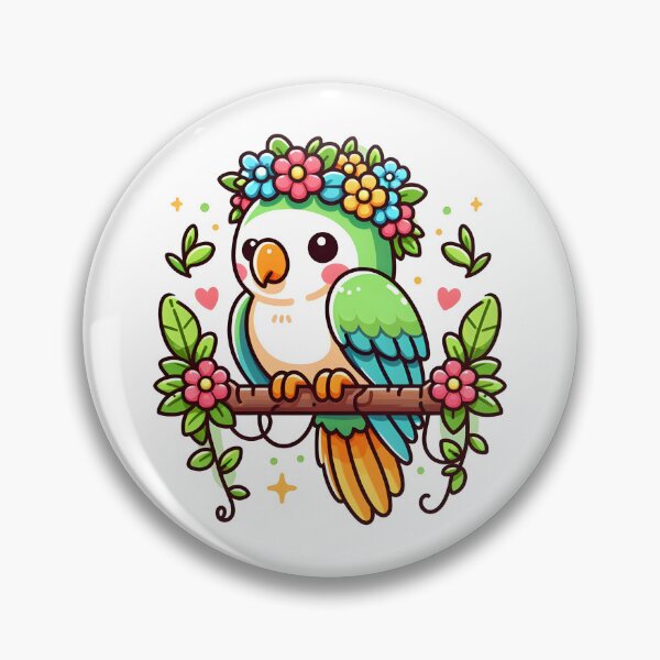 Item preview, Kawaii Parrot With Flower Crown designed and sold by CanvasCutie.