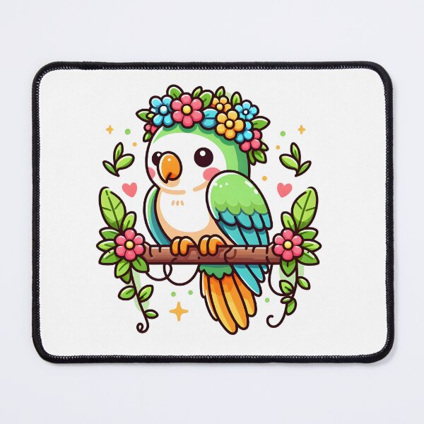 Item preview, Kawaii Parrot With Flower Crown designed and sold by CanvasCutie.