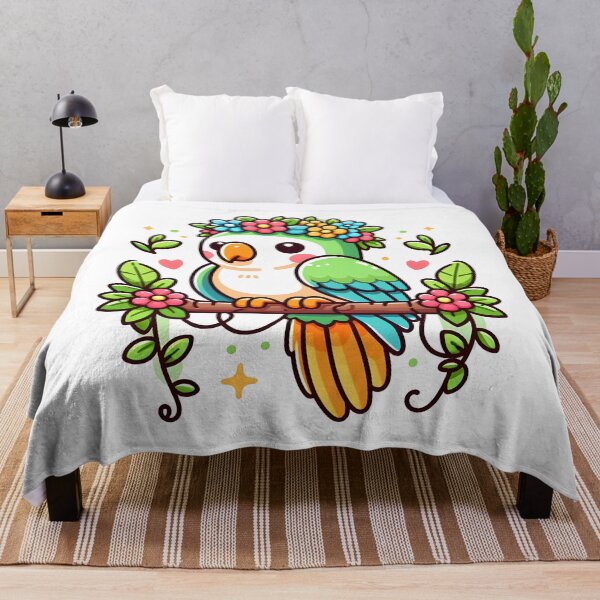Item preview, Kawaii Parrot With Flower Crown designed and sold by CanvasCutie.