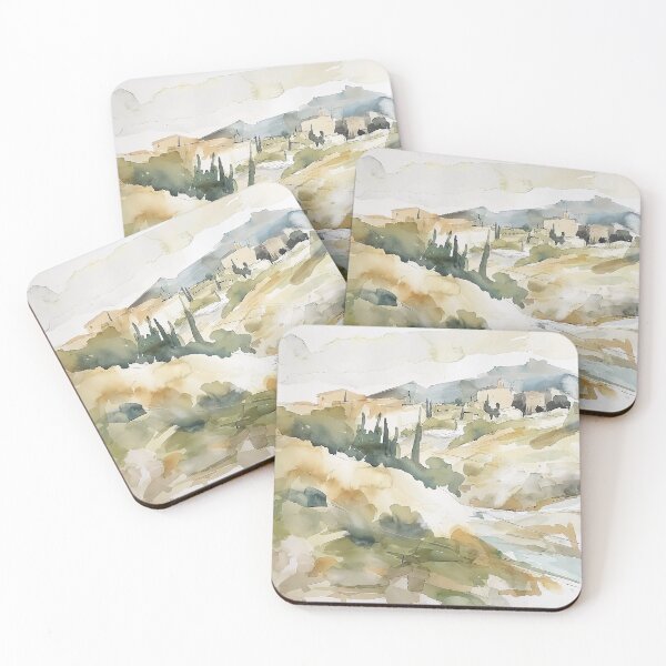 Item preview, Grecian Horizon Watercolor Art - Abstract Mediterranean Vista designed and sold by aricutcia.
