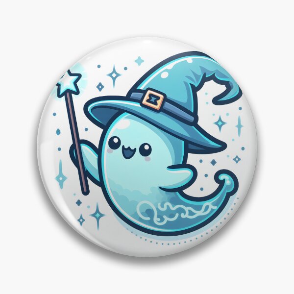 Item preview, Kawaii Luminous Banshee With Wizard Hat Waving A Magic Wand designed and sold by CanvasCutie.