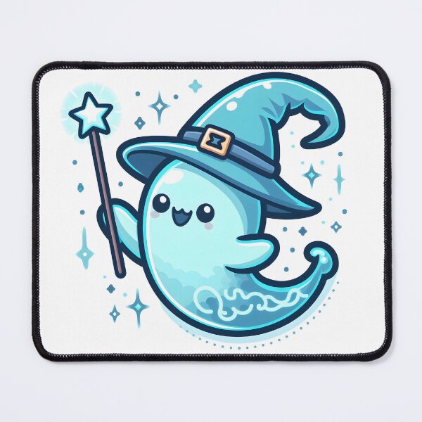 Item preview, Kawaii Luminous Banshee With Wizard Hat Waving A Magic Wand designed and sold by CanvasCutie.