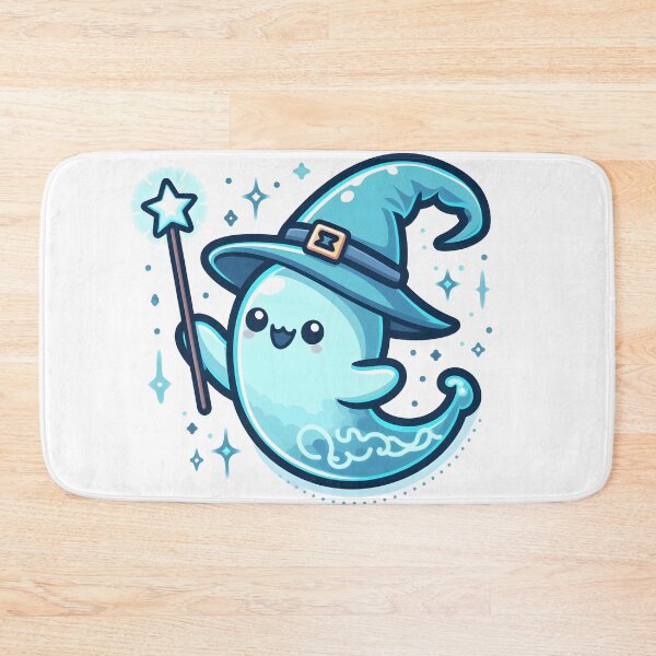 Item preview, Kawaii Luminous Banshee With Wizard Hat Waving A Magic Wand designed and sold by CanvasCutie.