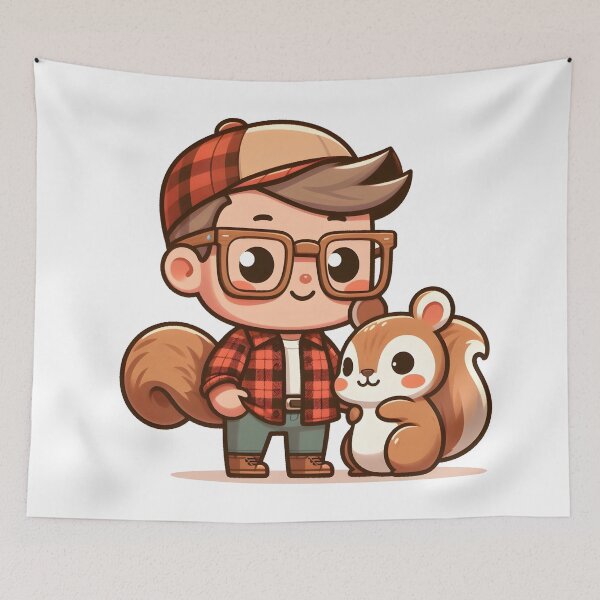 Item preview, Kawaii Lumberjack With Flannel Jacket And Wooden Glasses designed and sold by CanvasCutie.
